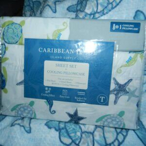 Caribbean Joe 4-pcTwin Sheet set with Turtles and Starfish Cooling🆕📦🏃🏻💨⚡🚚